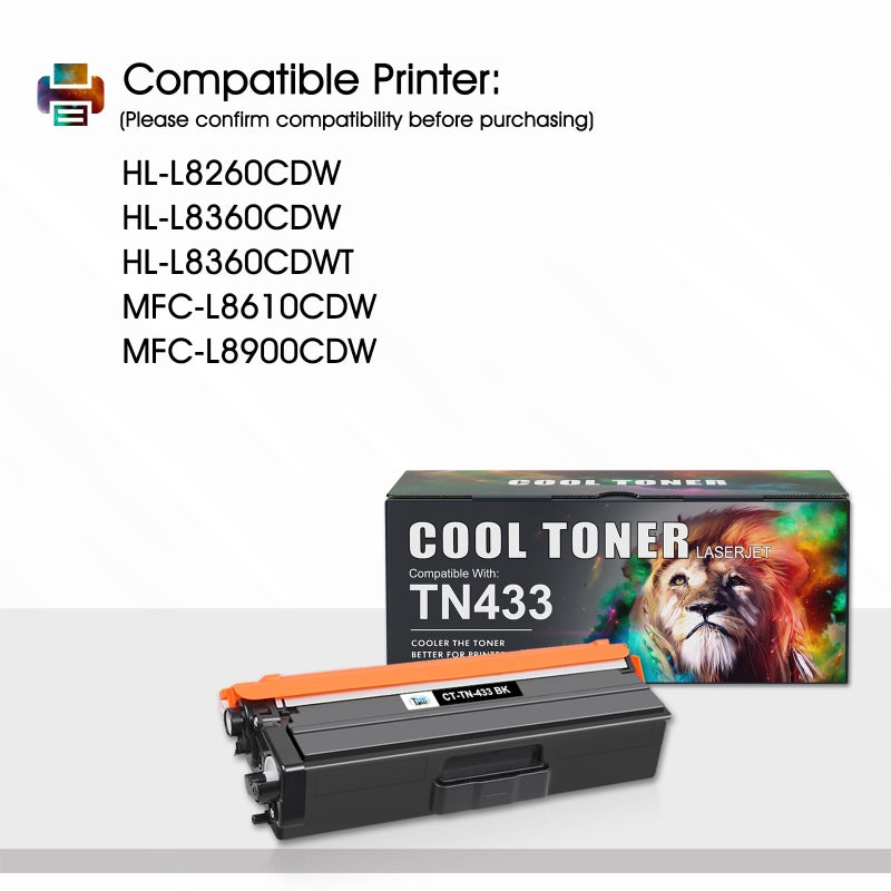 Cool Toner Compatible Toner Cartridge Replacement for Brother TN433 TN-433 TN431 Brother HL-L8360Cdw MFC-L8900Cdw HL-L8260Cdw MFC-L8610Cdw HL-L8360Cdwt Printer Ink (Black Cyan Magenta Yellow, 4 Pack) - Image 2